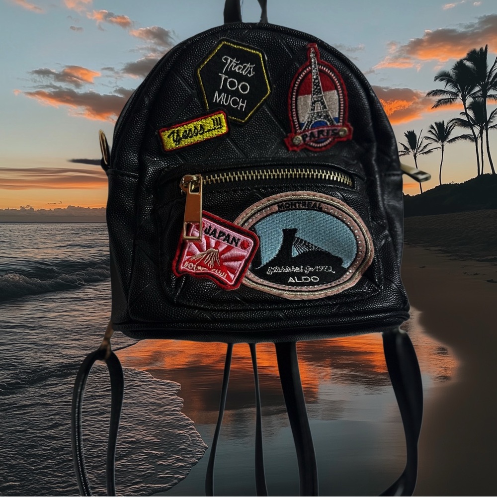 Aldo Mini Backpack with Embroidered Passport Patches